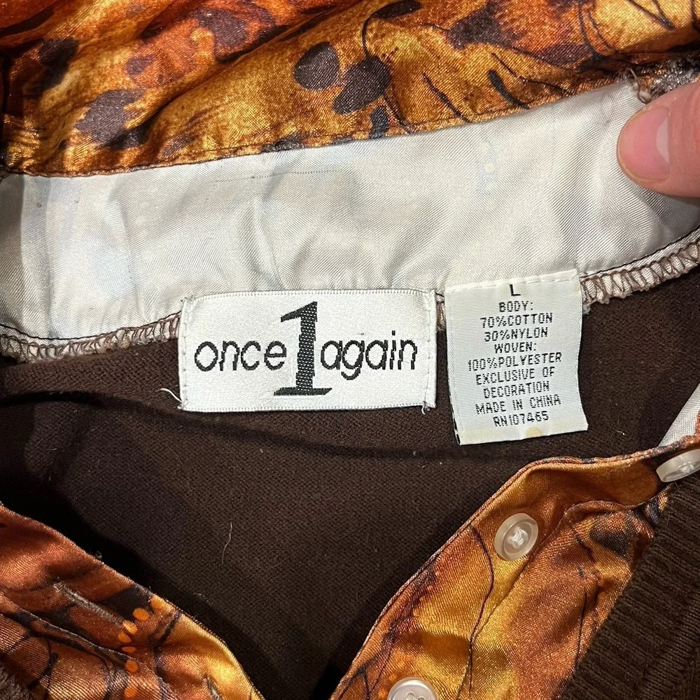 Vintage 90s Layered‎ Sweater Vest Blouse, Brown/Leopard, Women's Size Large